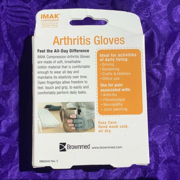 Hand Size Large IMAK Arthritis Compression Gloves 1 Pair Grey - Picture 4 of 7